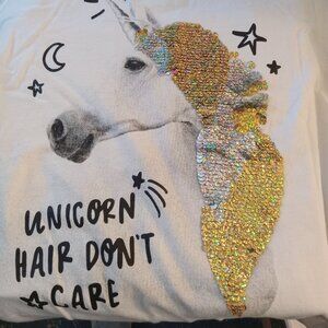 3/$20  Oshkosh Girl's Size 14 Unicorn Hair Don't Care long sleeved Tee shirt